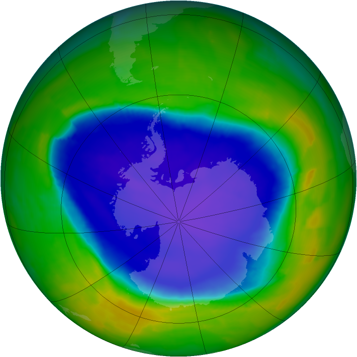 Antarctic ozone map for 03 November 2011
